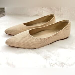 VIVAIA Aria Pointed-Toe Ballet Flats Ivory Water Repellent Womens Size 37.5